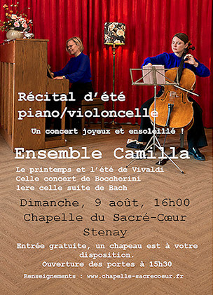 Récital d'été à la chapelle du Sacré-Coeur à Stenay le dim. 9 août